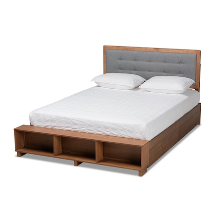Baxton Studio Cosma Ash Walnut Wood 4-Drawer Queen Size Platform Storage Bed 173-9432-10669